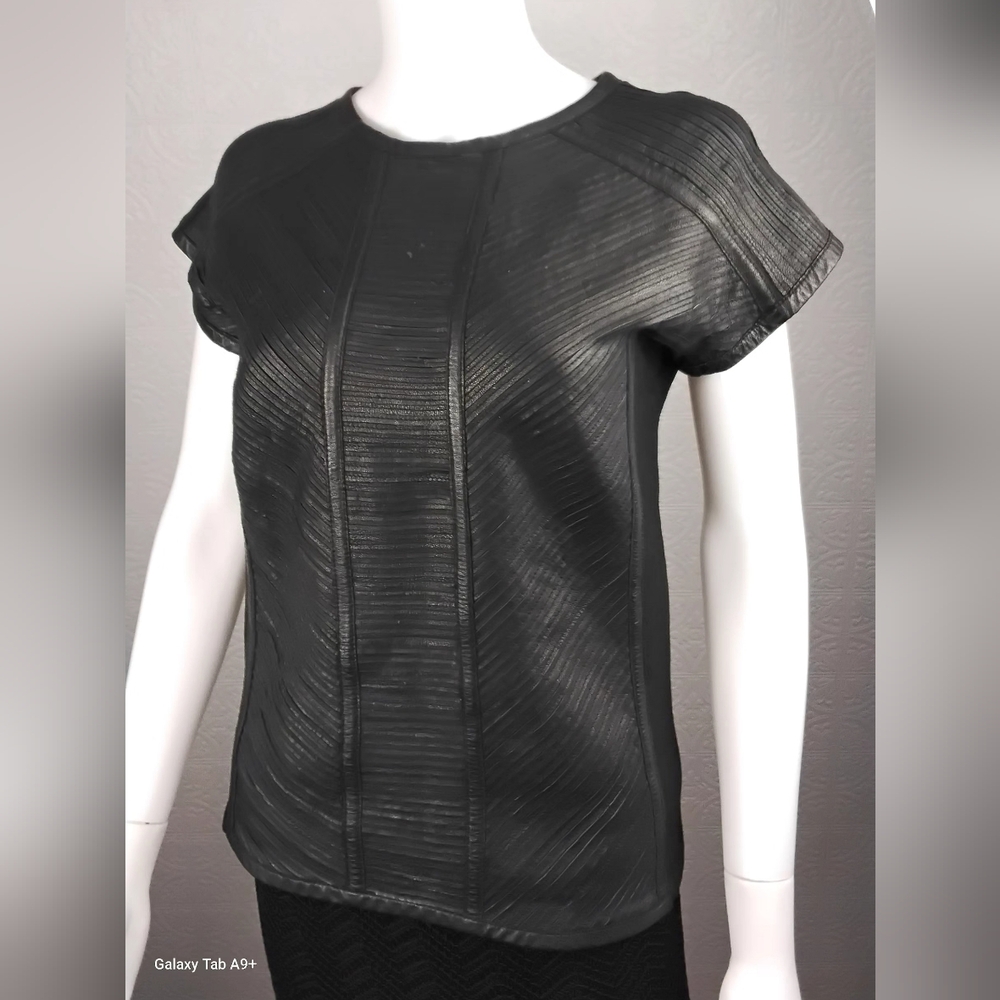 Elegant Black leather Textured Women's Top